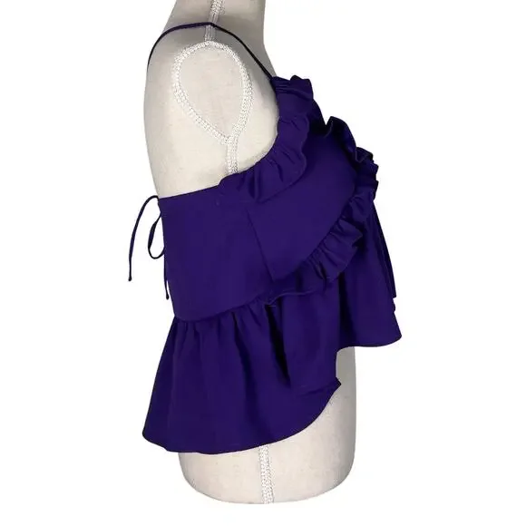 Romeo & Juliet Couture Purple Ruffle Babydoll Tank Top M Coquette Festival - Picture 3 of 6